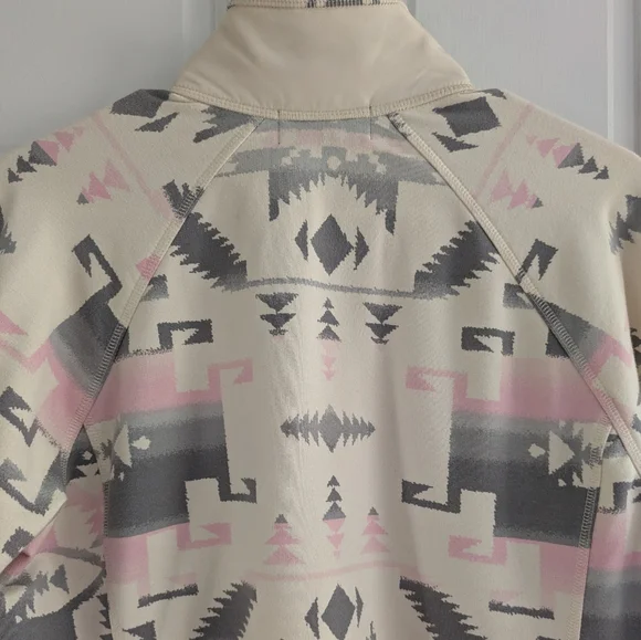 Ralph Lauren Aztec Western Preppy puffer Jacket pink and gray size L athleisure - Picture 7 of 9